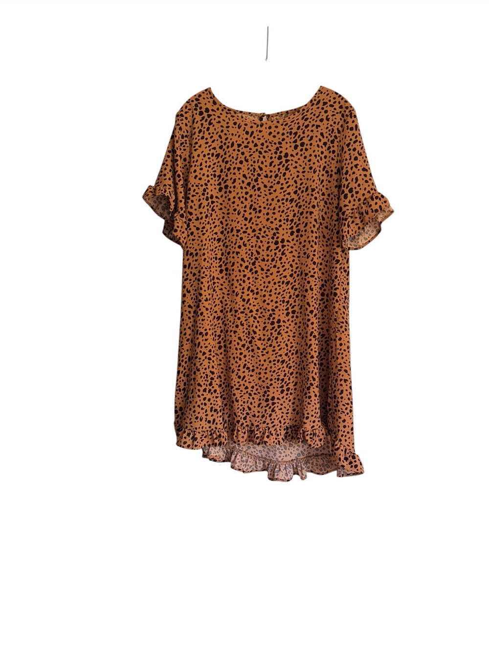 Brown & Black Animal Print Ruffle Hem Dress